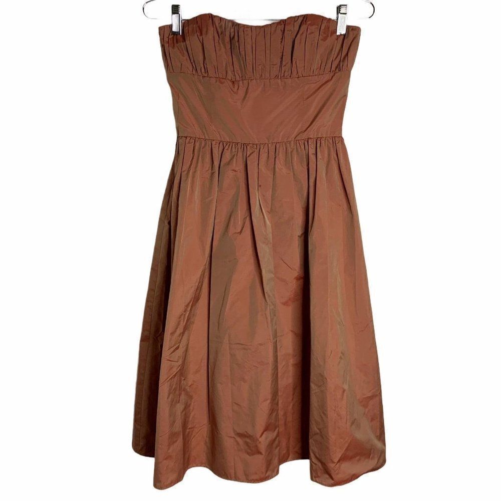David Meister Strapless Taffeta Dress Copper 2